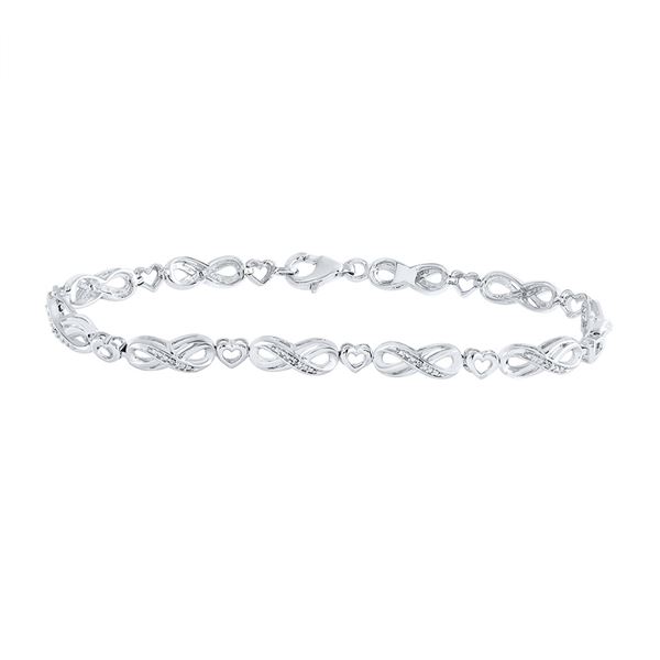 Diamond Infinity Heart Link Bracelet 1/20 Cttw Sterling Silver