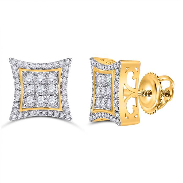 Mens Diamond Kite Cluster Earrings 1 Cttw 10kt Yellow Gold