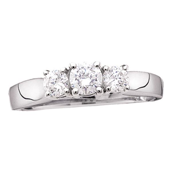 Diamond 3-stone Bridal Wedding Engagement Ring 1/2 Cttw 14kt White Gold