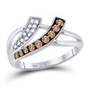 Image 1 : Brown Diamond Band Ring 1/3 Cttw 10kt White Gold