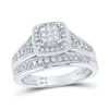 Image 2 : His Hers Princess Diamond Square Matching Wedding Set 3/4 Cttw 10kt White Gold