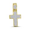 Image 1 : Mens Princess Diamond Roman Cross Charm Pendant 5/8 Cttw 10kt Yellow Gold