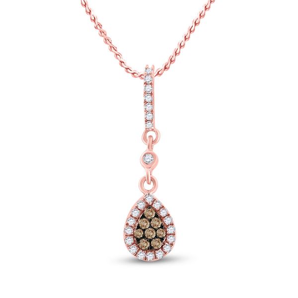 Brown Diamond Teardrop Pendant 1/3 Cttw 10kt Rose Gold