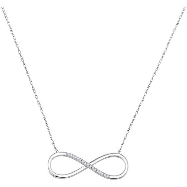 Diamond Infinity Pendant Necklace 1/20 Cttw 10kt White Gold