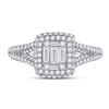 Image 2 : Baguette Diamond Square Cluster Ring 1 Cttw 14kt White Gold
