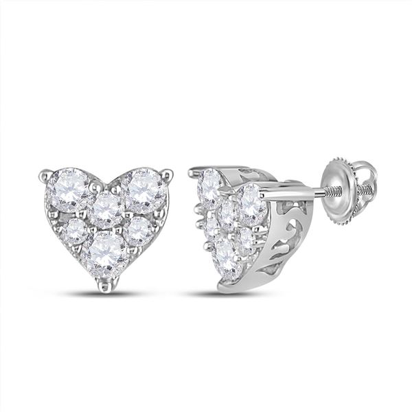 Diamond Heart Earrings 1/3 Cttw 14kt White Gold