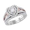 Image 1 : Diamond Heart Bridal Wedding Ring Band Set 1-1/5 Cttw 14kt Two-tone Gold