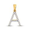 Image 1 : Diamond Initial A Letter Pendant 1/5 Cttw 10kt Yellow Gold