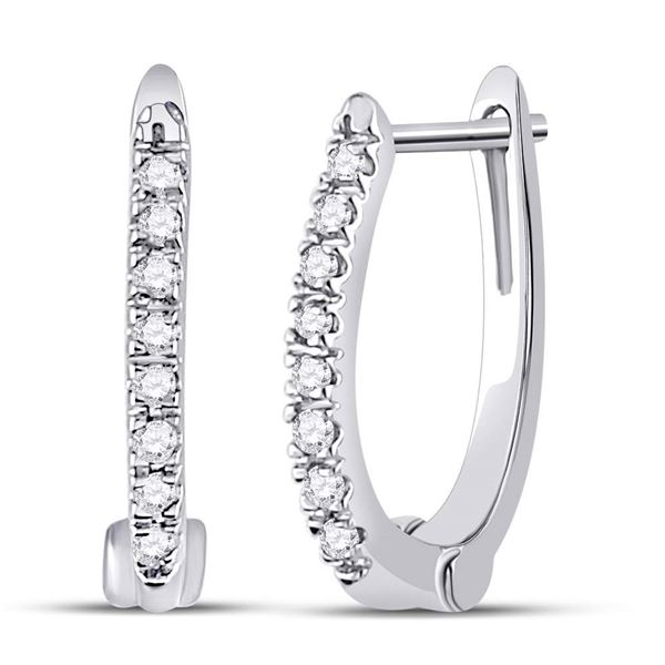 Diamond Hoop Earrings 1/12 Cttw 10kt White Gold