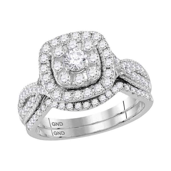Diamond Bridal Wedding Ring Band Set 1 Cttw 14kt White Gold