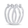Image 3 : Baguette Diamond Crossover Strand Band Ring 3/4 Cttw 14kt White Gold