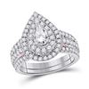 Image 1 : Pear Diamond Bridal Wedding Ring Band Set 2 Cttw 14kt Two-tone Gold