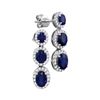 Image 1 : Oval Blue Sapphire Triple Dangle Earrings 3-1/4 Cttw 18kt White Gold