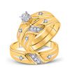 Image 1 : His Hers Diamond Cross Matching Wedding Set 1/5 Cttw 14kt Yellow Gold
