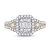 Image 2 : Baguette Diamond Cluster Ring 3/4 Cttw 14kt Yellow Gold