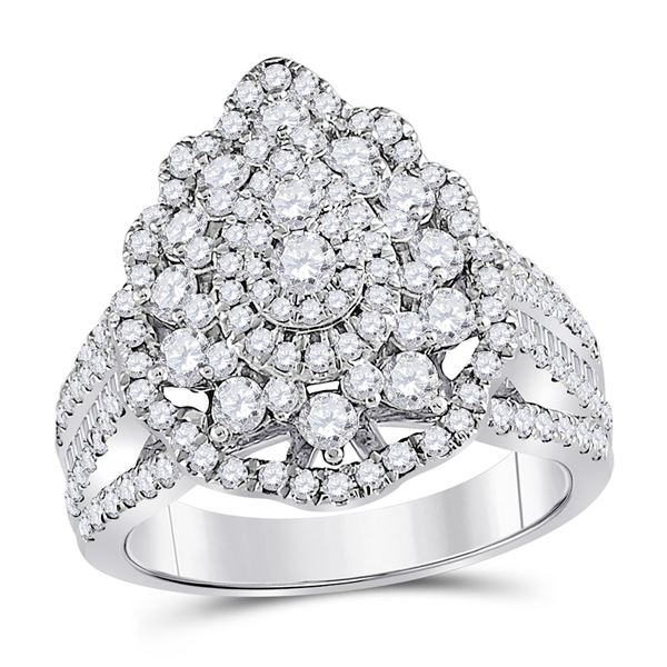Diamond Cluster Pear Bridal Wedding Engagement Ring 1-3/4 Cttw 14kt White Gold