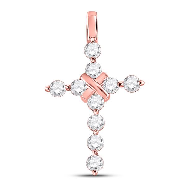 Diamond Bound Cross Pendant 1 Cttw 14kt Rose Gold