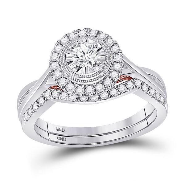 Diamond Bridal Wedding Ring Band Set 1/2 Cttw 10kt Two-tone Gold