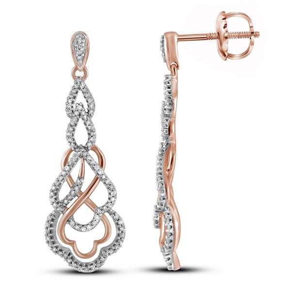 Diamond Interwoven Dangle Earrings 1/2 Cttw 10kt Rose Gold