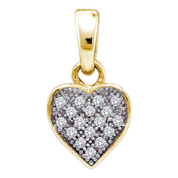 Diamond Heart Cluster Pendant 1/20 Cttw Yellow-tone Sterling Silver