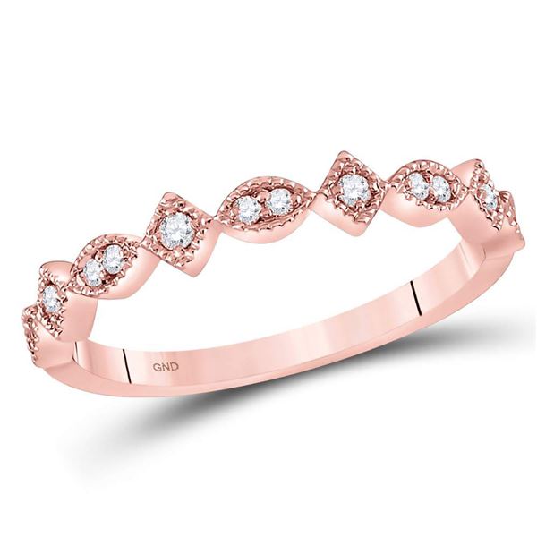 Diamond Geometric Stackable Band Ring 1/8 Cttw 14kt Rose Gold