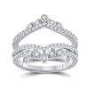Image 1 : Diamond Wedding Wrap Ring Guard Enhancer 5/8 Cttw 14kt White Gold