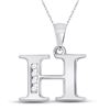 Diamond H Initial Letter Pendant 1/20 Cttw 10kt White Gold