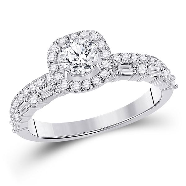Diamond Halo Bridal Wedding Engagement Ring 1 Cttw 14kt White Gold