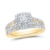 Diamond Halo Bridal Wedding Ring Band Set 1 Cttw 14kt Yellow Gold