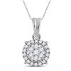 Image 1 : Diamond Halo Cluster Pendant 1/4 Cttw 14kt White Gold
