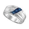 Image 1 : Sterling Silver Mens Blue Color Enhanced Diamond Wedding Band Ring 1/20 Cttw Sterling Silver
