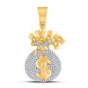 Image 1 : Mens Diamond Moneybag Charm Pendant 1 Cttw 10kt Yellow Gold