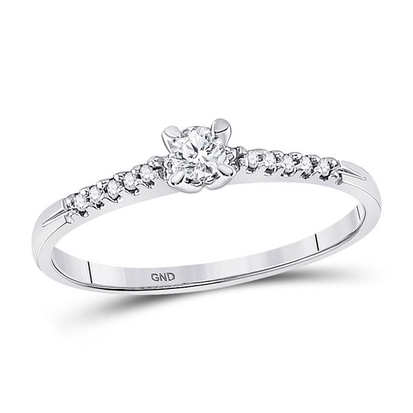 Diamond Solitaire Promise Ring 1/8 Cttw 10kt White Gold