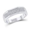 Image 1 : Mens Diamond Faceted Pave Band Ring 1/5 Cttw 10kt White Gold