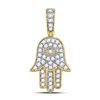 Image 1 : Mens Diamond Hamsa Eye Fatima Charm Pendant 1/4 Cttw 10kt Yellow Gold