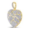 Image 2 : Mens Diamond Fractured Broken Heart Charm Pendant 1-1/2 Cttw 10kt Yellow Gold
