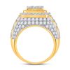 Image 4 : Mens Diamond Ribbed Square Cluster Ring 5 Cttw 14kt Yellow Gold