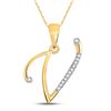 Image 1 : Diamond V Initial Letter Pendant 1/20 Cttw 10kt Yellow Gold