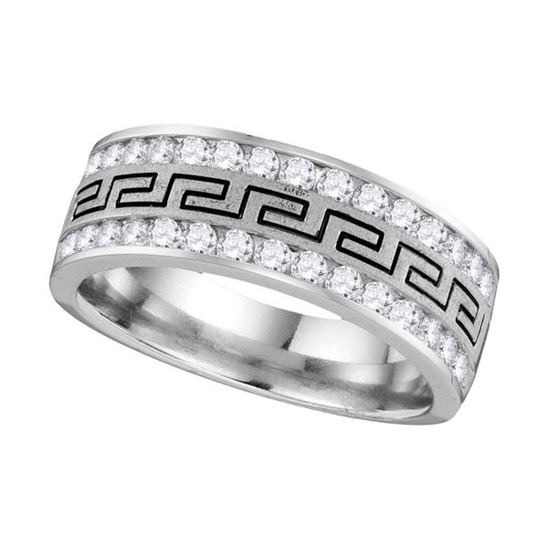 Mens Diamond Grecco Wedding Anniversary Band 3/4 Cttw 14k White Gold
