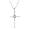 Image 1 : Diamond Cluster Cross Pendant 1/12 Cttw 10k White Gold