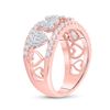 Image 4 : Baguette Diamond Statement Heart Band Ring 1 Cttw 14kt Rose Gold