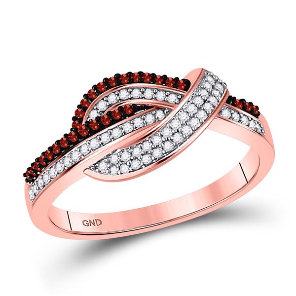 Red Color Enhanced Diamond Knot Fashion Ring 1/4 Cttw 10kt Rose Gold