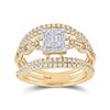 Image 1 : Baguette Diamond Cluster Chain Link Ring 7/8 Cttw 14kt Yellow Gold