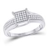 Image 1 : Diamond Square Cluster Ring 1/6 Cttw Sterling Silver
