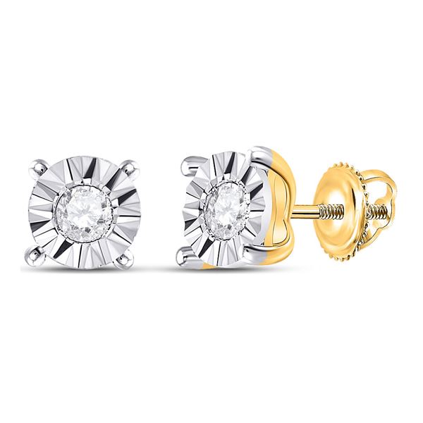 Diamond Miracle Stud Earrings 1/6 Cttw 10kt Yellow Gold