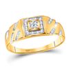 Image 1 : Mens Diamond Square Cluster Ring 1/8 Cttw 10kt Yellow Gold