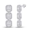 Image 1 : Baguette Diamond Dangle Earrings 1-5/8 Cttw 14kt White Gold