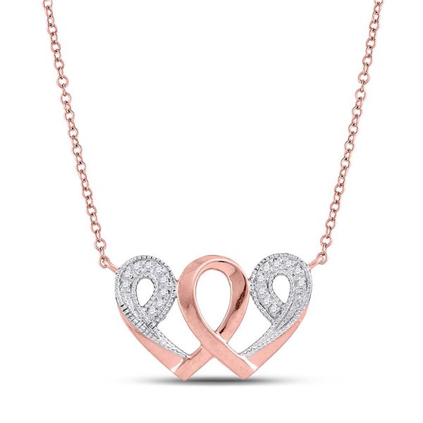 Diamond Interwoven Heart Infinity Love Pendant Necklace 1/20 Cttw 10k Rose Gold