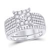 Image 1 : Diamond Bridal Wedding Ring Band Set 1-3/8 Cttw 10kt White Gold
