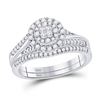 Image 1 : Princess Diamond Bridal Wedding Ring Band Set 1/2 Cttw 14kt White Gold